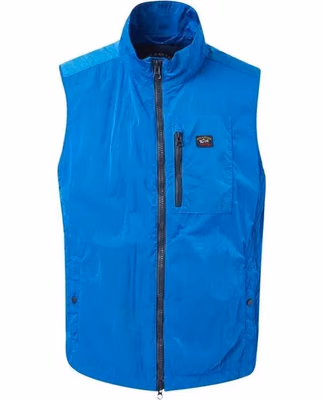 Blue Nylon Sleeveless Jacket