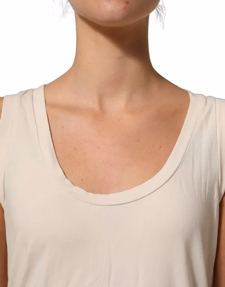 Aniye By Beige Viscose Sleeveless Round Neck Women Tank Top