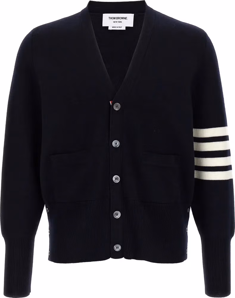 Thom Browne Blue Virgin Wool Cardigan