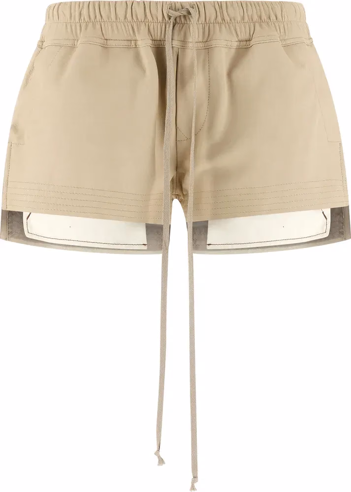 Rick Owens Beige Lamb Leather Bermuda Shorts