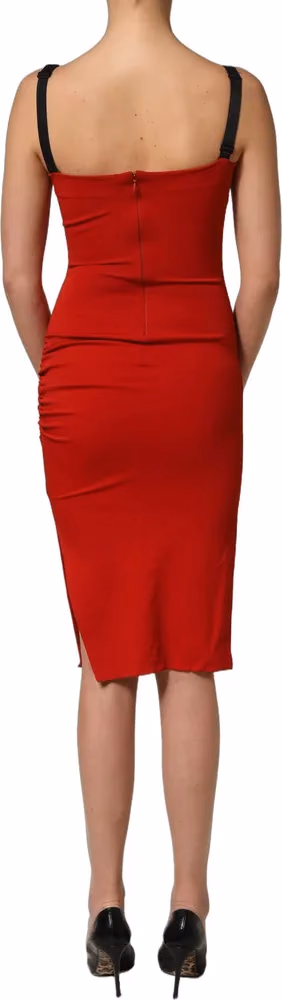 Dolce & Gabbana Red Stretch Bodycon Sheath Knee Length Dress