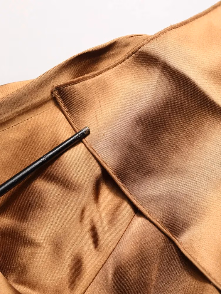 Emporio Armani Brown Satin Acetate Wrap Sheath Mini Belted Dress
