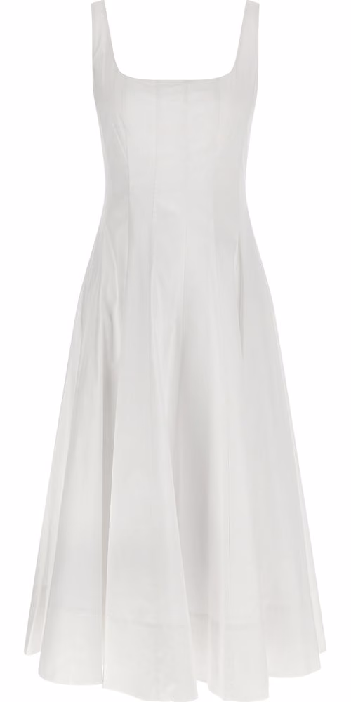 Staud White Cotton Midi Dress
