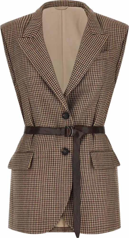 Brunello Cucinelli Beige Virgin Wool Sleeveless Jacket