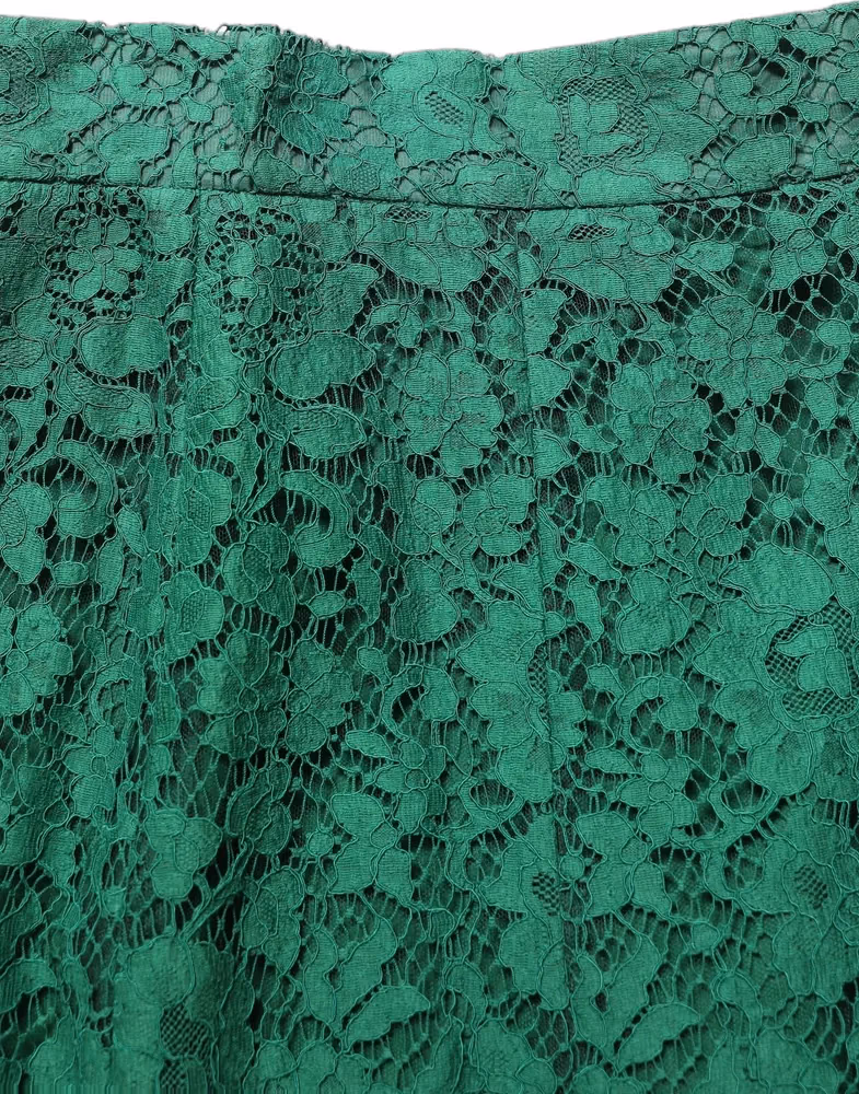 Dolce & Gabbana Green Lace High Waist Mermaid Midi Skirt