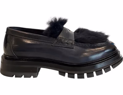 Blue Leather Men Loafer