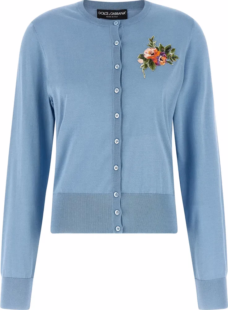 Dolce & Gabbana Blue Silk Cardigan