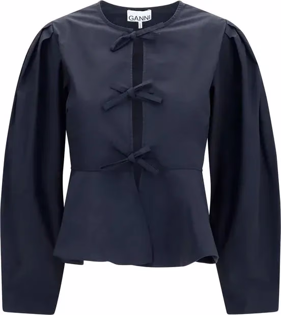 Ganni Black Cotton Blouse