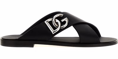 Black Calfskin Slides