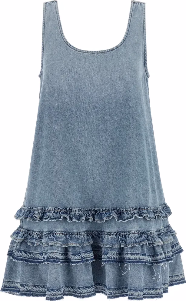 Ganni Blue Organic Cotton Short Dress