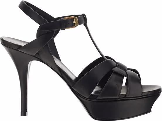 Saint Laurent Black Calf Leather Bos Taurus Platform Sandals