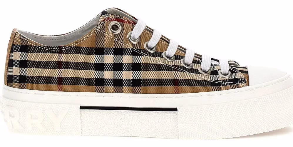Burberry Beige Cotton Low Top Sneakers