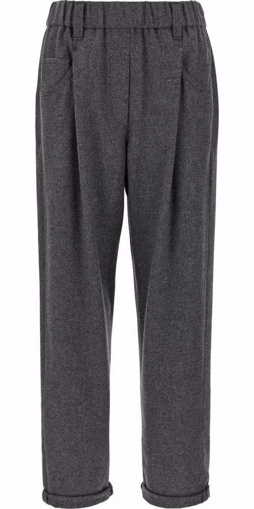 Brunello Cucinelli Gray Virgin Wool Casual Pants