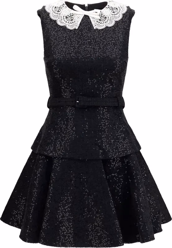Self-Portrait Black Polyester Casual Dress