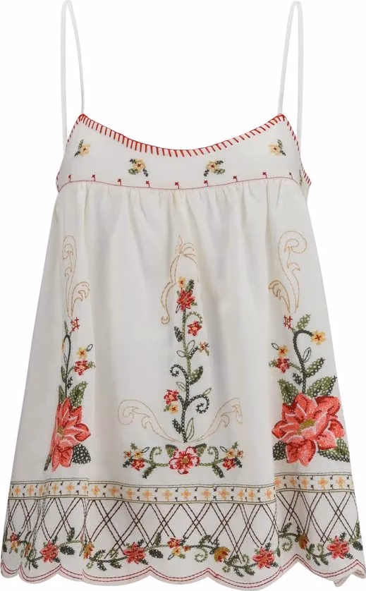 FARM RIO Multicolor Linen Sleeveles T-Shirt