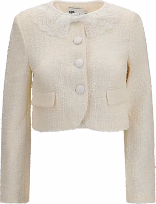 Beige Polyester Full-Length Jacket