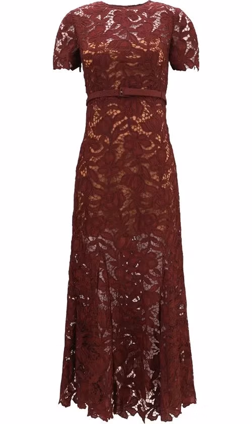Self-Portrait Bordeaux Polyester Cocktail Dress