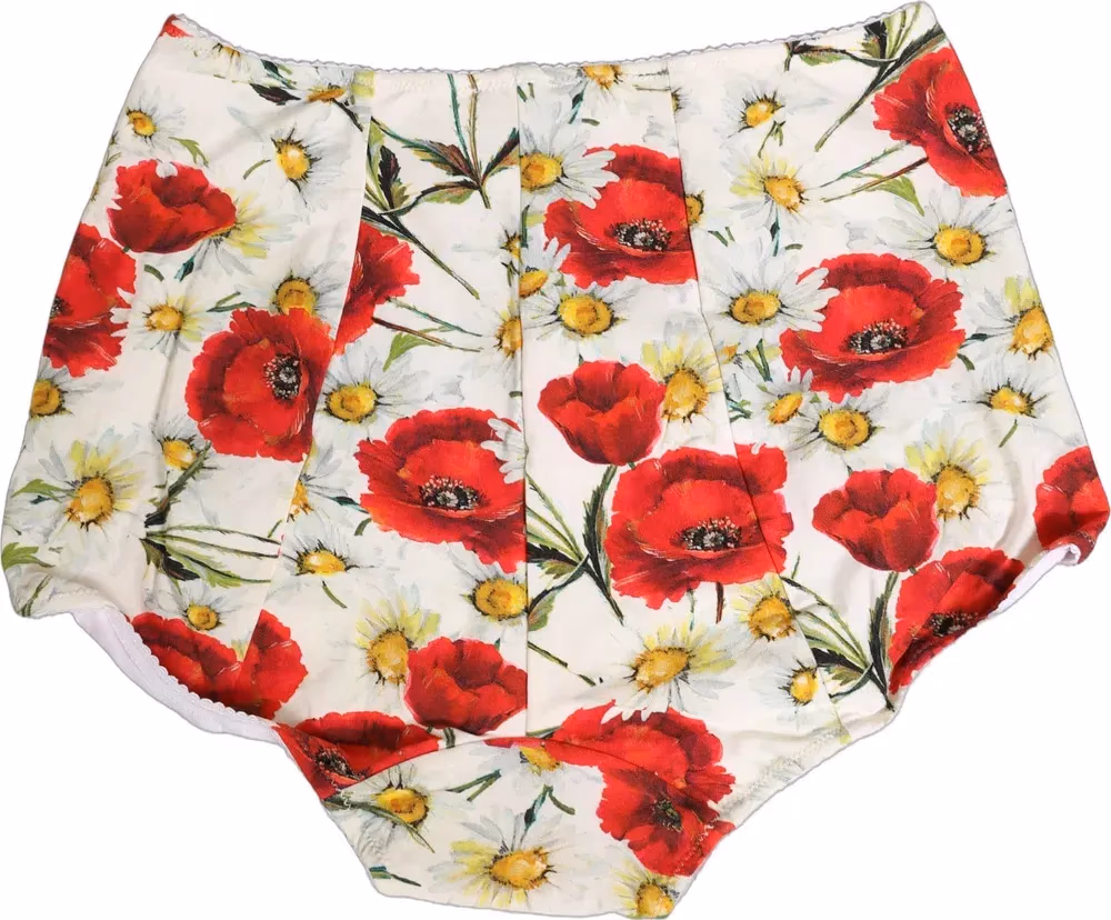 Dolce & Gabbana White Nylon Floral High Waisted Girdle Underwear