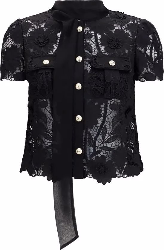 Self-Portrait Black Polyester Blouse