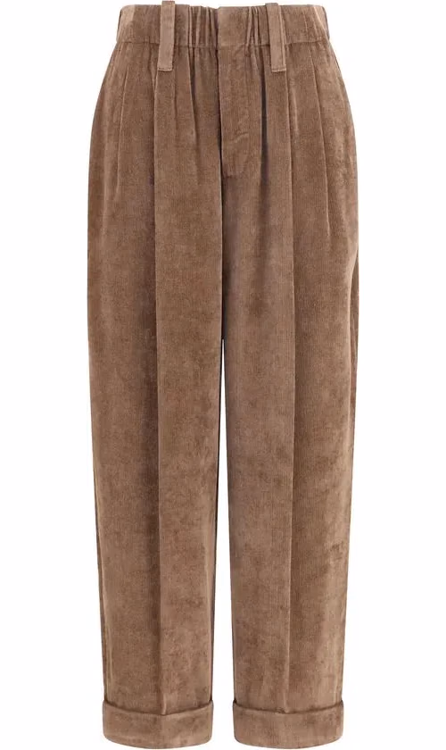 Brunello Cucinelli Brown Viscose Casual Pants