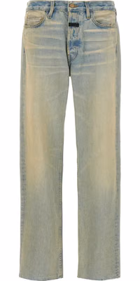 Blue Cotton Straight-Leg Jeans