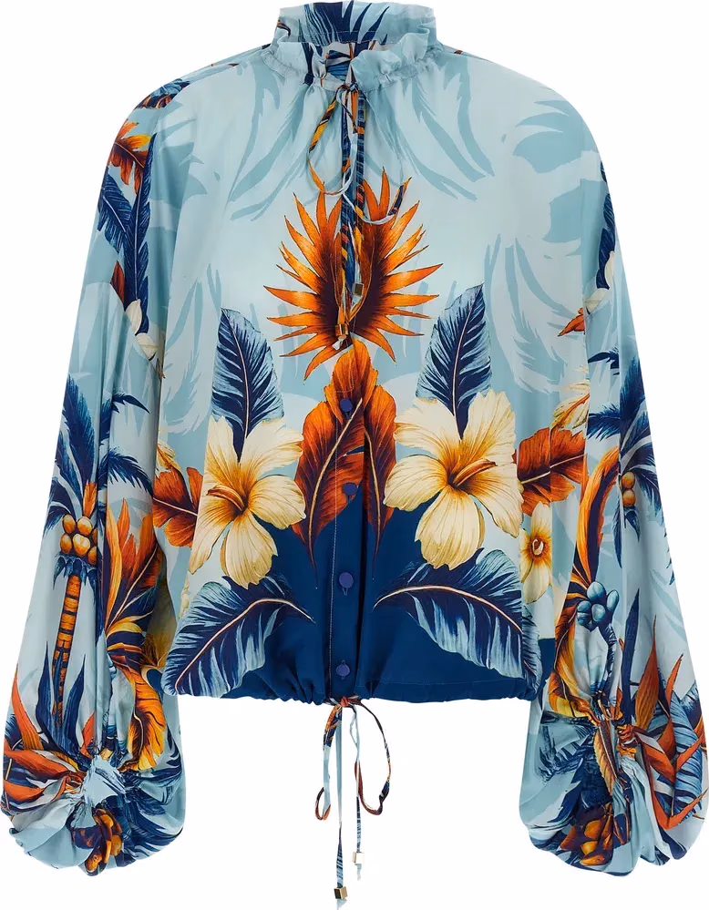F.R.S. - FOR RESTLESS SLEEPERS Blue Silk Blouse