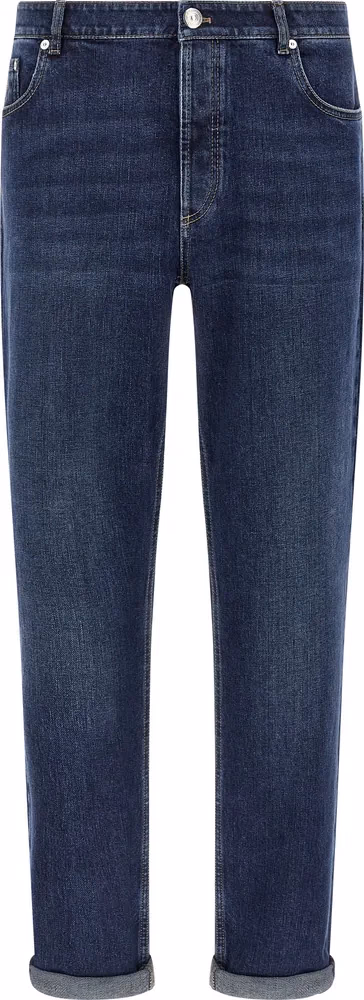 Brunello Cucinelli Blue Cotton Straight-Leg Jeans