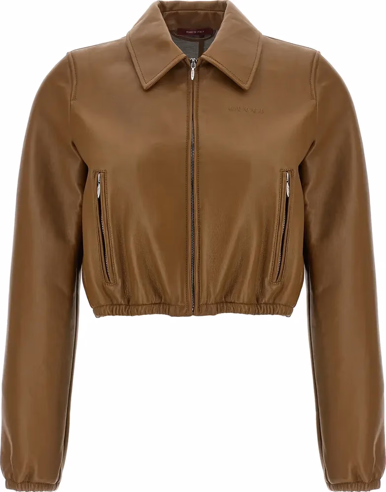 Gucci Beige Lamb Leather Leather Jacket