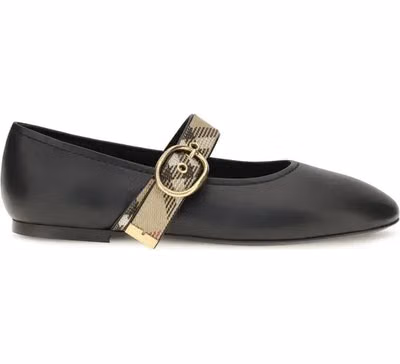 Black Calf Leather Bos Taurus Ballet Flats