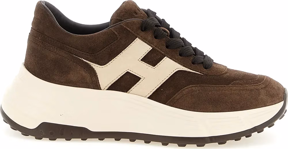 Hogan Brown Calfskin Athletic Sneakers