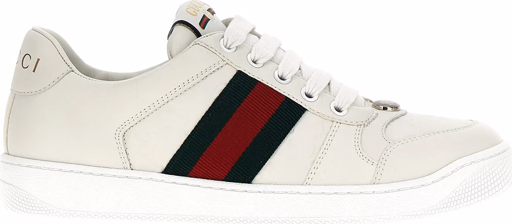 Gucci White Lamb Leather Low Top Sneakers