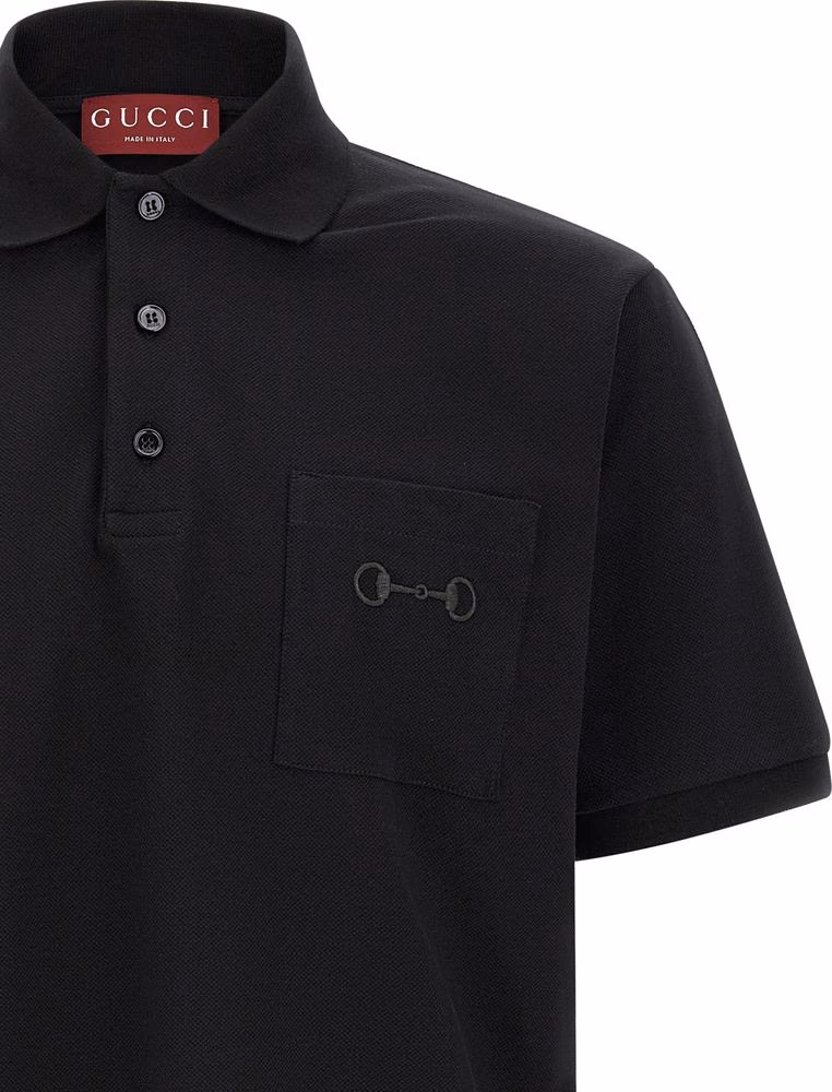 Gucci Black Cotton Polo Shirt