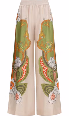 Multicolor Silk Casual Pants