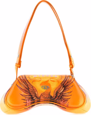 Orange Polyethylene Crossbody Bag