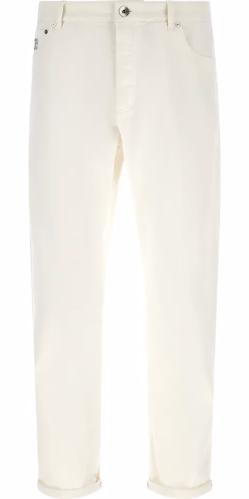 Brunello Cucinelli White Cotton Cropped Jeans
