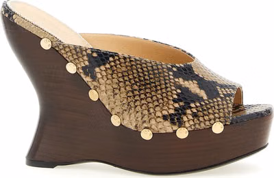 Brown Calfskin Wedge Sandals