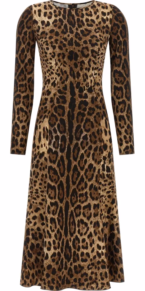 Dolce & Gabbana Brown Viscose Midi Dress