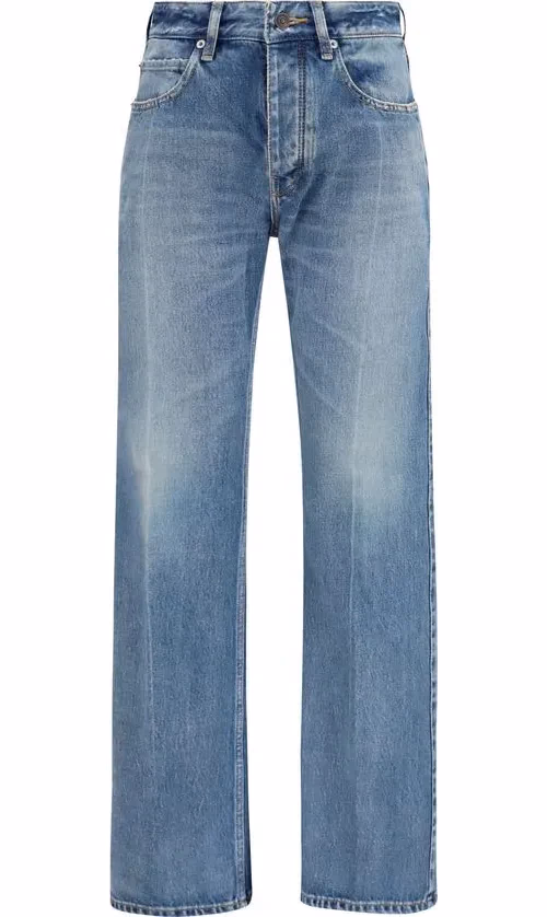 Balenciaga Blue Cotton Straight-Leg Jeans