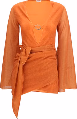 Orange Polyamide Casual Dress