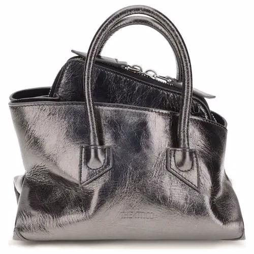The Attico Gray Calf Leather Bos Taurus Handbag