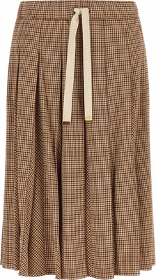 Beige Viscose Midi Skirt