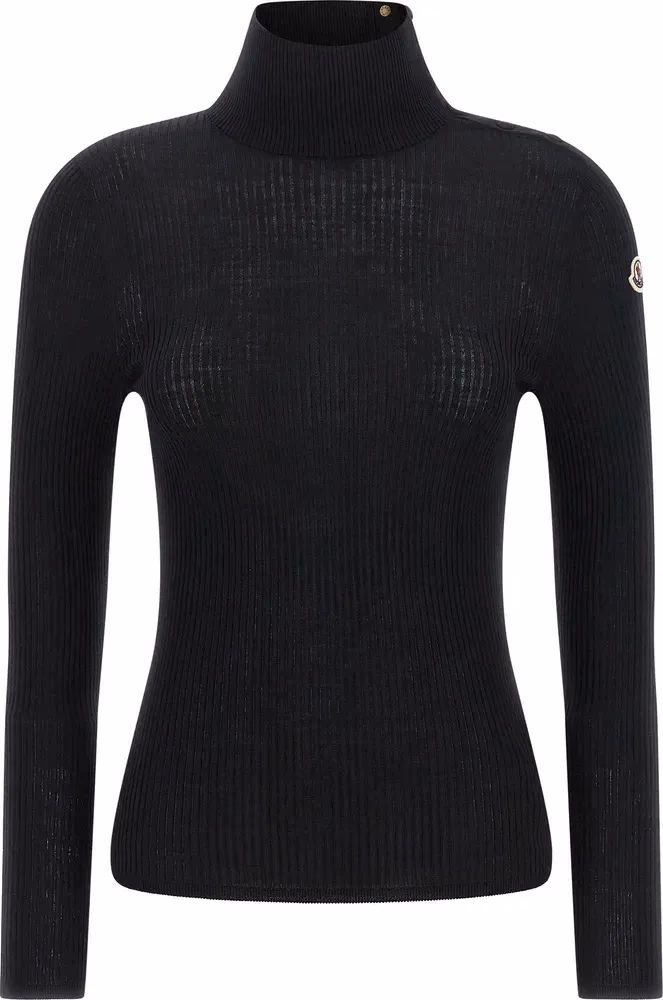 Moncler Black Virgin Wool Cardigan