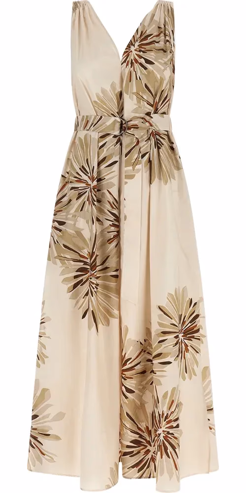 Brunello Cucinelli Beige Cotton Midi Dress