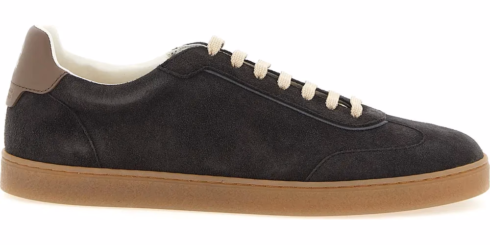 Brunello Cucinelli Gray Calfskin Low Top Sneakers