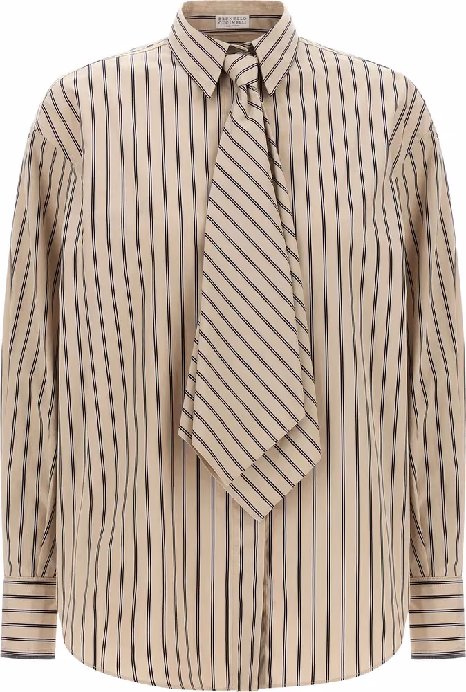 Brunello Cucinelli Beige Cotton Blouse
