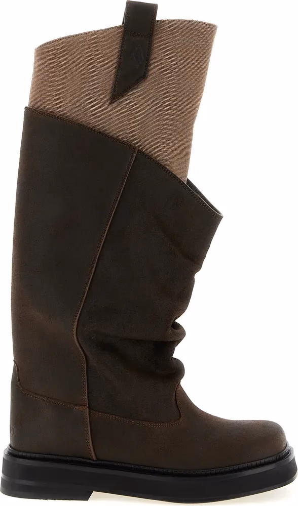 The Attico Brown Calf Leather Bos Taurus Over The Knee