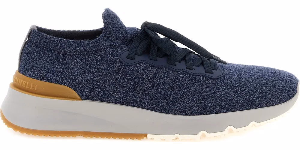 Brunello Cucinelli Blue Wool Athletic Sneakers