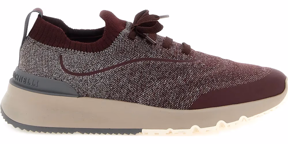 Brunello Cucinelli Bordeaux Cotton Athletic Sneakers