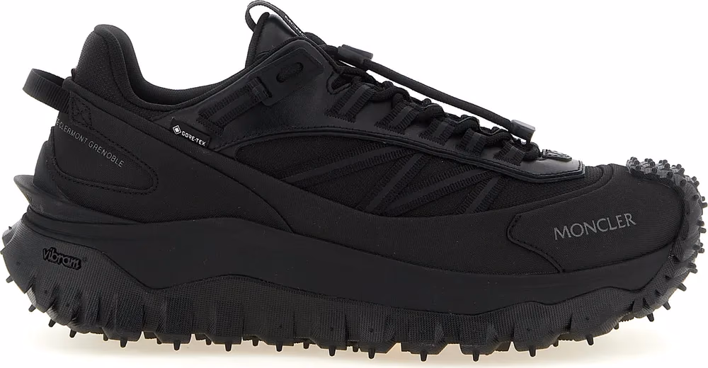 Moncler Black Leather Athletic Sneakers