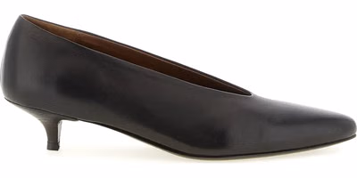 Brown Calfskin Mid Heel Pumps